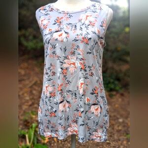 Duluth By Duluth Trading Co. Womens S Gray Floral Print Built In Bra Tank Top